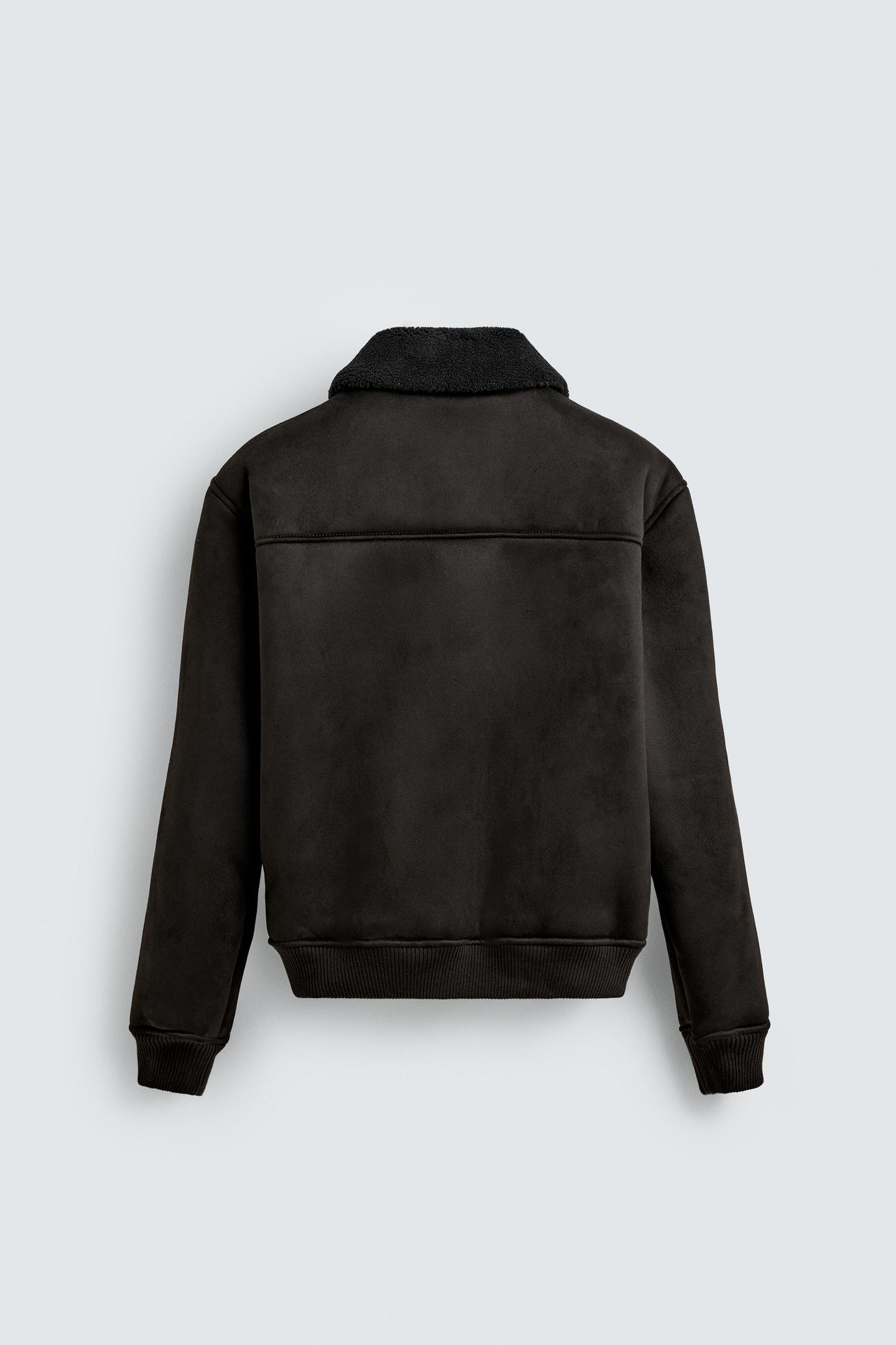 FAUX SUEDE JACKET WITH FAUX SHEARLING