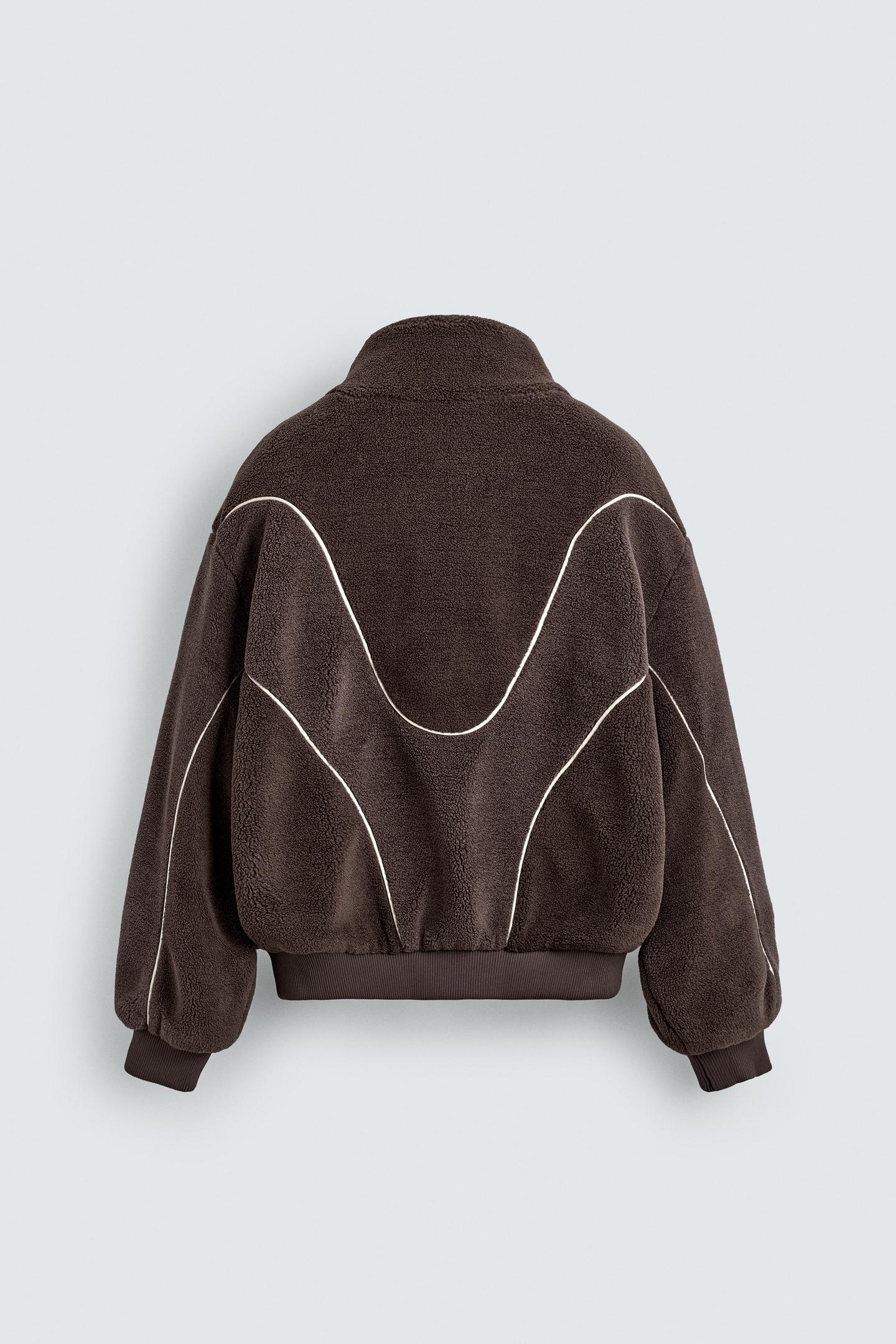 CONTRAST FAUX SHEARLING JACKET